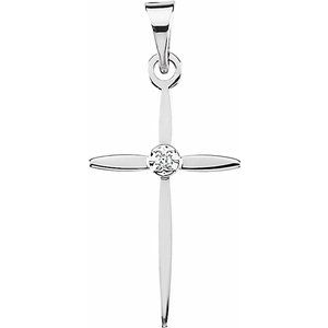 Ladies 14K Yellow/ Natural Diamond Cross Pendant (Si1, G-H) — 14K White Gold