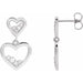 Ladies Natural Diamond Heart Earrings — 14K White Gold
