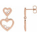 Ladies Natural Diamond Heart Earrings — 14K Rose Gold