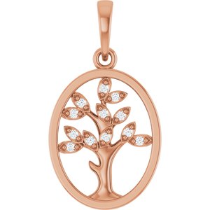 Ladies Natural Diamond Tree of Life Pendant (I1, G-H) — 14K Rose Gold