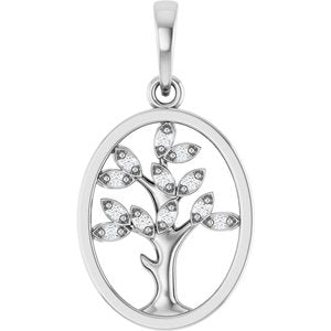 Ladies Natural Diamond Tree of Life Pendant (Si2-Si3, G-H) — Platinum