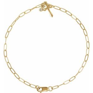 Ladies Natural Diamond Cross Charm Bracelet (I1, G-H) — 14K Yellow Gold
