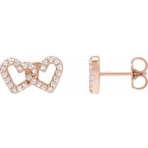 Ladies Natural Diamond Interlocking Heart Earrings — 14K Rose Gold