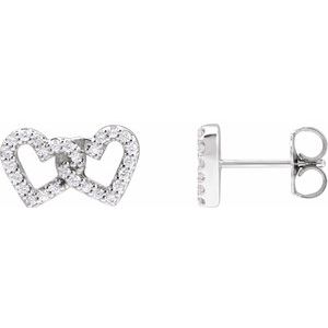 Ladies Natural Diamond Interlocking Heart Earrings — Sterling Silver