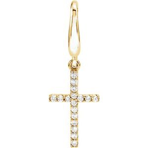 Ladies Natural Diamond Cross Charm/Pendant (I1, G-H) — 14K Yellow Gold
