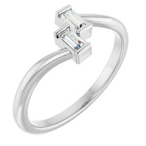 Ladies Natural Diamond Two Stone Ring (SI2-SI3, GHI) — Sterling Silver