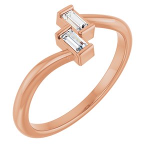 Ladies Natural Diamond Two Stone Ring (SI2-SI3, GHI) — 14K Rose Gold
