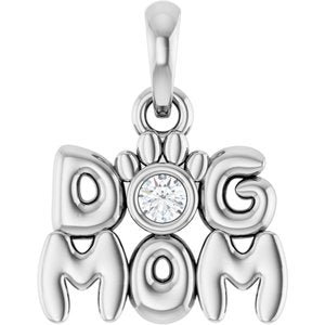 Ladies Natural Diamond Dog Mom Pendant (Si2-Si3, G-H) — Platinum