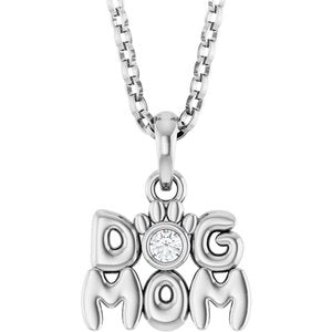 Ladies Natural Diamond Dog Mom Necklace (I1, G-H) — Sterling Silver