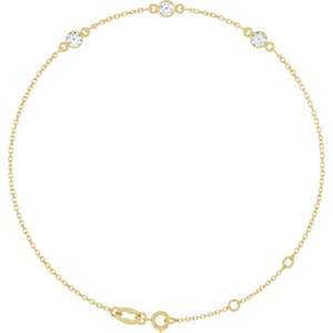 Ladies Natural Diamond Bezel-Set 3-Stone 6 1/2-7 1/ Bracelet (I1, G-H) — 14K Yellow Gold