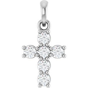Ladies Natural Diamond Cross Pendant (Si2-Si3, G-H) — Platinum