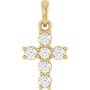 Ladies Natural Diamond Cross Pendant (I1, G-H) — 14K Yellow Gold