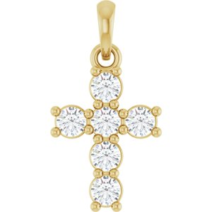 Lab-Grown Diamond Accented Cross Pendant - Style R50077