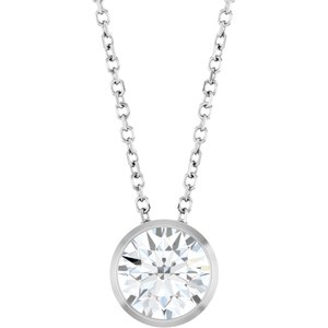 Lab-Grown Diamond Solitaire Bezel-Set Necklace