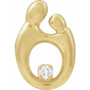 Ladies Natural Diamond Mother and Child® Slide Pendant — 14K Yellow Gold