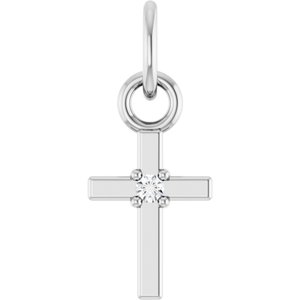 Ladies Natural Diamond Cross Pendant (I1, G-H) — Sterling Silver