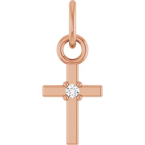 Ladies Natural Diamond Cross Pendant (I1, G-H) — 14K Rose Gold