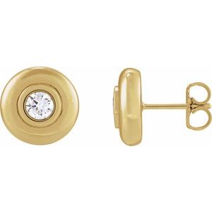 Ladies Natural Diamond Puffed Stud Earrings (I1, G-H) — 14K Yellow Gold