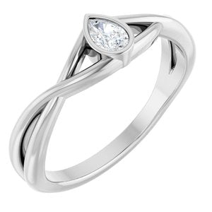 Ladies Natural Diamond Solitaire Ring (SI2-SI3, G-H) — 14K White Gold