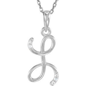 Ladies Natural Diamond Initial L Necklace (I1, G-H) — 14K White Gold