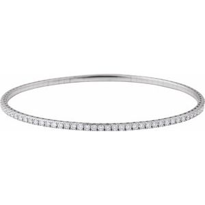 Ladies Natural Diamond Flexible Bangle Bracelet (I1, G-H) — 14K White Gold