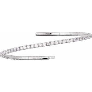 Lab-Grown Diamond Half Accented Flexible Bangle Bracelet