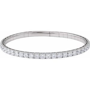 Lab-Grown Diamond Half Accented Flexible Bangle Bracelet
