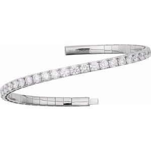 Lab-Grown Diamond Half Accented Flexible Bangle Bracelet