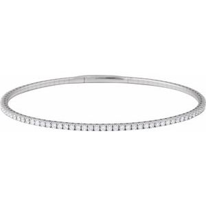Ladies Natural Diamond Flexible Bangle Bracelet (I1, G-H) — 14K White Gold