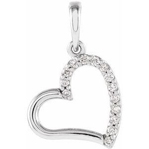 Ladies Natural Diamond Heart Pendant (I1, G-H) — 14K White Gold