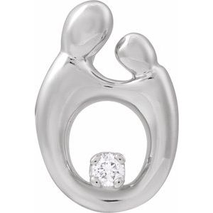 Ladies Natural Diamond Mother and Child® Slide Pendant — 14K White Gold