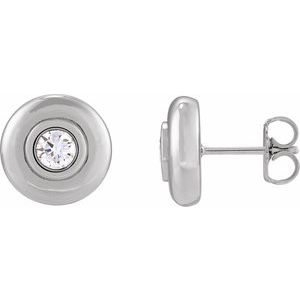 Ladies Natural Diamond Puffed Stud Earrings (I1, G-H) — 14K White Gold