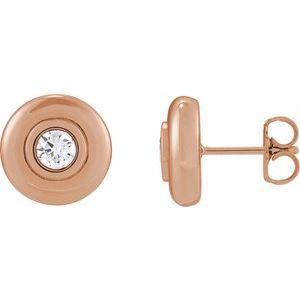 Ladies Natural Diamond Puffed Stud Earrings (I1, G-H) — 14K Rose Gold