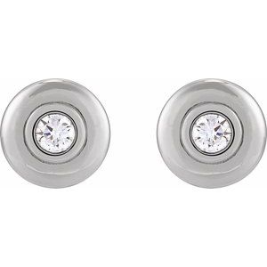 Lab-Grown Diamond Bezel-Set Puffed Stud Earrings