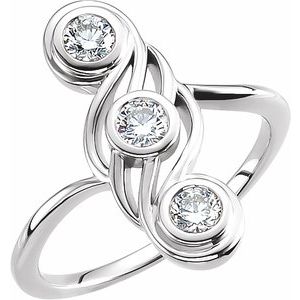 Ladies Natural Diamond Three-Stone Ring (I1, G-H) — 14K White Gold