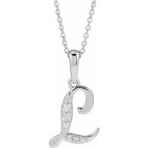 Ladies Natural Diamond Initial L Necklace (I1, G-H) — 14K White Gold