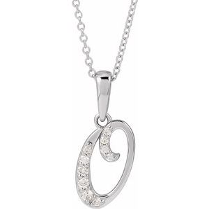 Ladies Natural Diamond Initial O Necklace (I1, G-H) — 14K White Gold