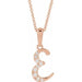 Ladies Natural Diamond Initial E Necklace (I1, G-H) — 14K Rose Gold