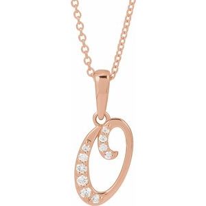 Ladies Natural Diamond Initial O Necklace (I1, G-H) — 14K Rose Gold