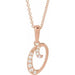 Ladies Natural Diamond Initial O Necklace (I1, G-H) — 14K Rose Gold