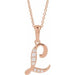 Ladies Natural Diamond Initial L Necklace (I1, G-H) — 14K Rose Gold