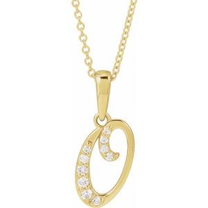 Ladies Natural Diamond Initial O Necklace (I1, G-H) — 14K Yellow Gold