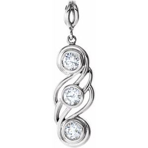 Ladies Natural Diamond Bezel-Set Three-Stone Pendant (I1, G-H) — 14K White Gold