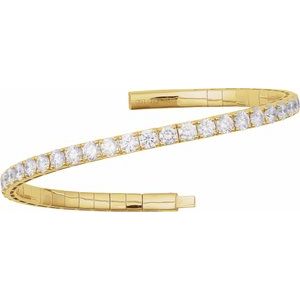 Lab-Grown Diamond Half Accented Flexible Bangle Bracelet