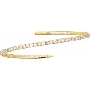 Lab-Grown Diamond Half Accented Flexible Bangle Bracelet