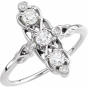Ladies Natural Diamond Three-Stone Ring (I1, G-H) — 14K White Gold
