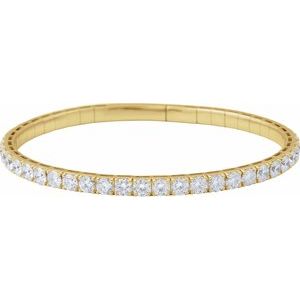 Lab-Grown Diamond Half Accented Flexible Bangle Bracelet