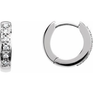 Ladies Natural Diamond Hinged 12.4 mm Hoop Earring — 14K White Gold