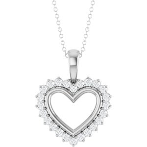 Ladies Natural Diamond Heart Necklace (Si2-Si3, G-H) — Sterling Silver