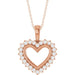 Ladies Natural Diamond Heart Necklace (Si2-Si3, G-H) — 14K Rose Gold